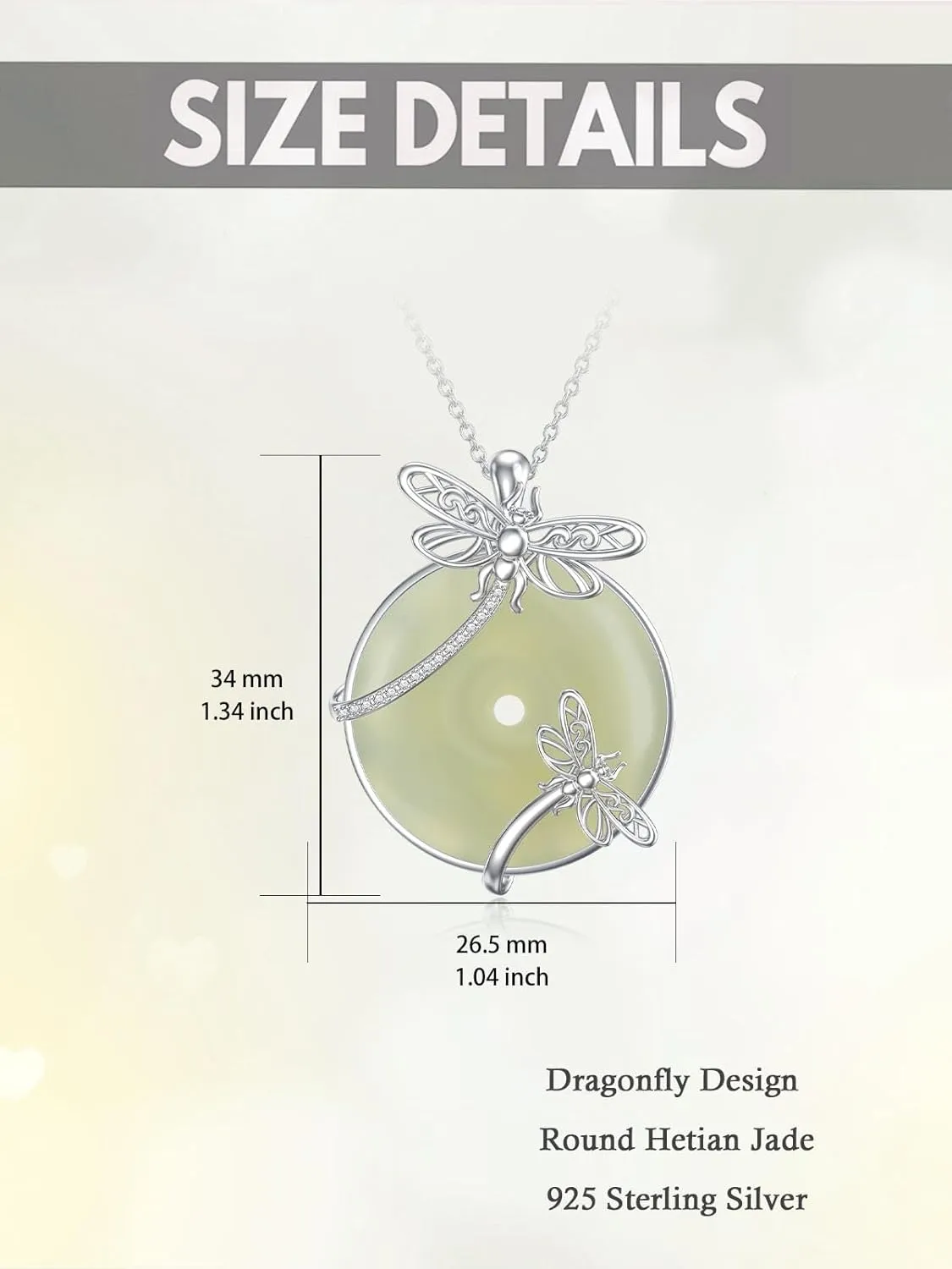 Jade Necklace for Women Sterling Silver Round Cat/Hummingbird/Dragonfly/Butterfly/Bee Natural Jade Jewelry Birthday Christmas Gifts Women Mom Wife Grandma