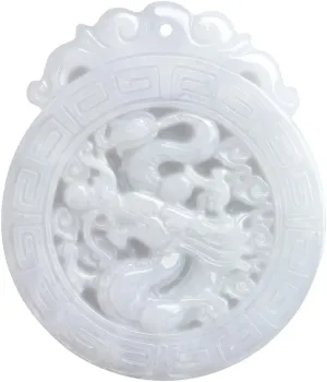 Jade Necklace, Hand Carved Natural Jade Dragon Necklace Pendant, Grade A Untreated Jadeite Feng Shui Necklaces for Women and Men, Zodiac Stone Amulet for Bring Wealth Fortune and Luck