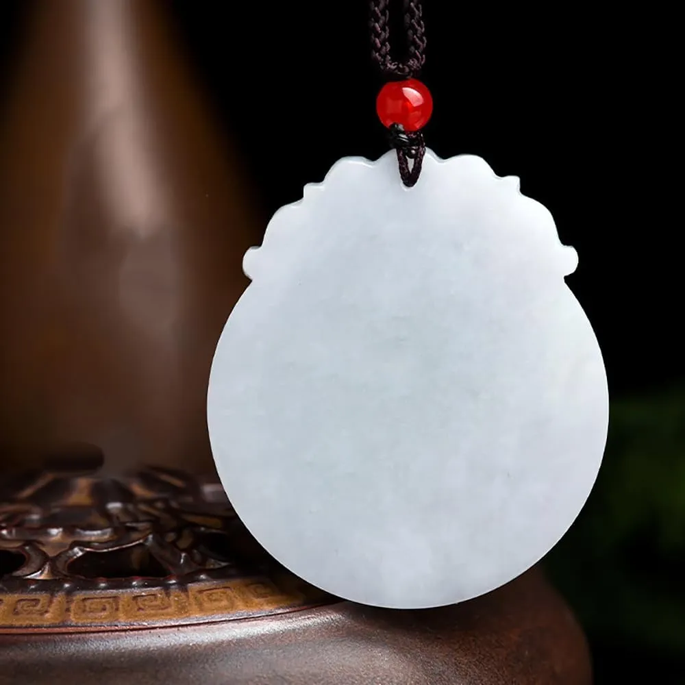 Jade Necklace, Hand Carved Natural Jade Dragon Necklace Pendant, Grade A Untreated Jadeite Feng Shui Necklaces for Women and Men, Zodiac Stone Amulet for Bring Wealth Fortune and Luck