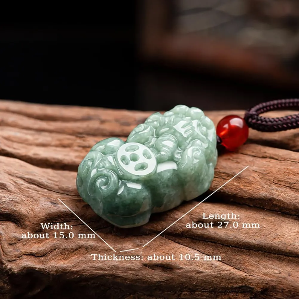Jade Necklace, Pi Xiu Necklace Pendant, Double-sided Hand Carved Grade A Untreated Natural Jadeite Feng Shui Necklaces, Porsperity Attract Wealth Lucky Amulet for Women and Men