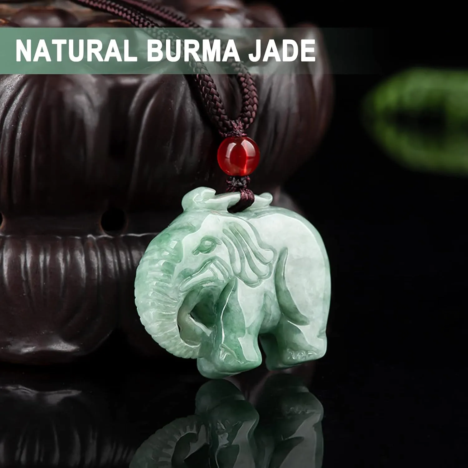 Jade Pendant Necklace for Men Women - Genuine Grade A Ice Jadite Healing Stone Necklace with Certificate