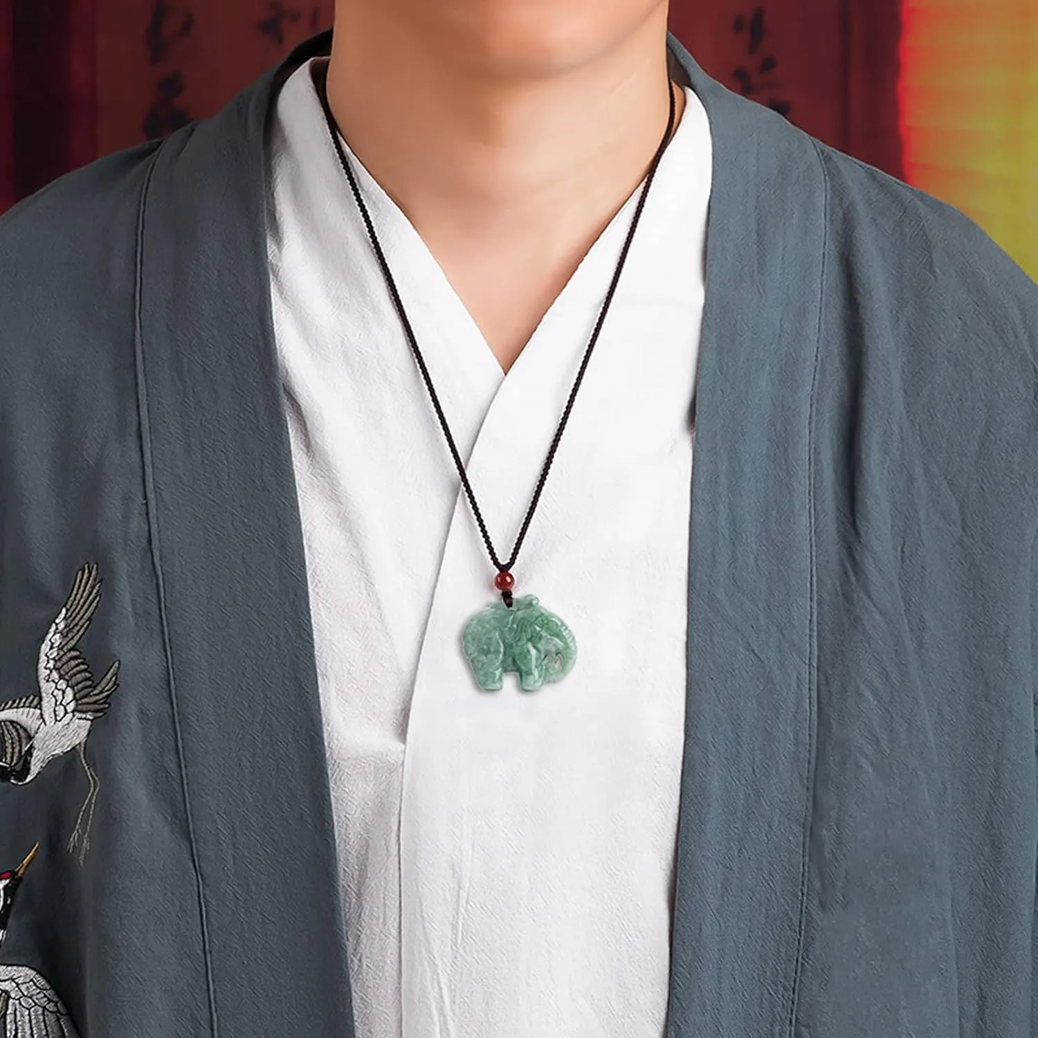 Jade Pendant Necklace for Men Women - Genuine Grade A Ice Jadite Healing Stone Necklace with Certificate