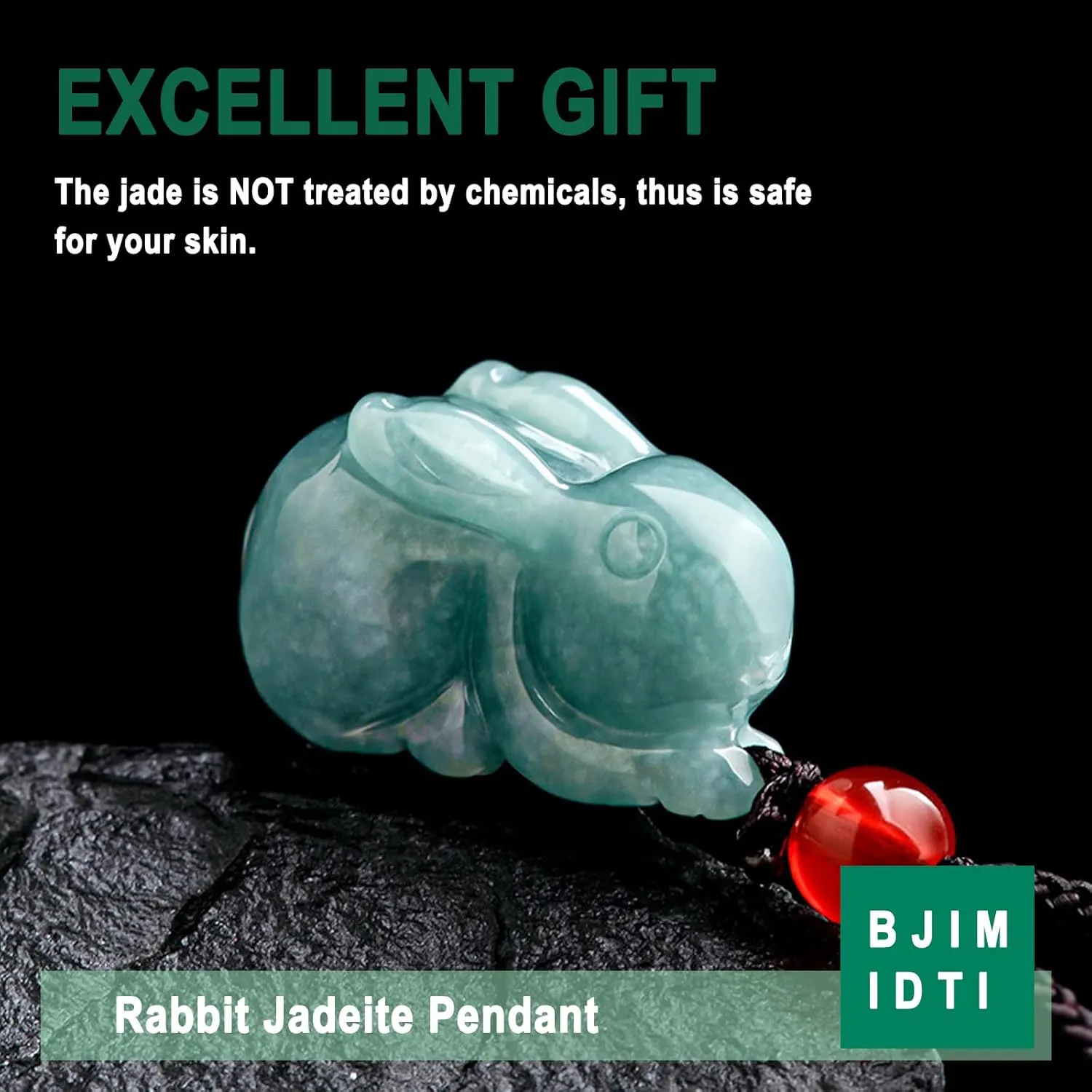 Jade Pendant Necklace for Men Women - Genuine Grade A Ice Jadite Healing Stone Necklace with Certificate