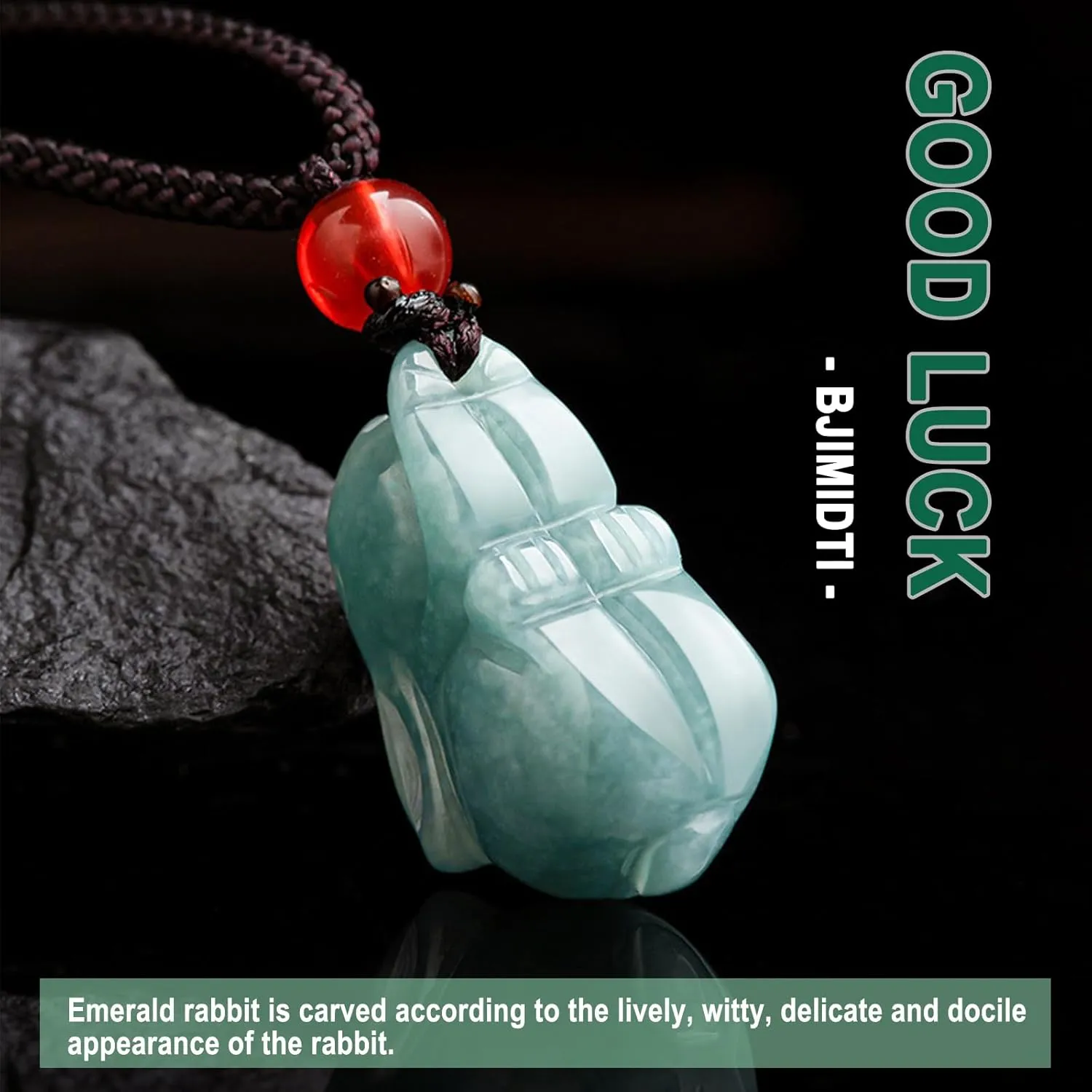Jade Pendant Necklace for Men Women - Genuine Grade A Ice Jadite Healing Stone Necklace with Certificate