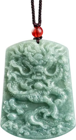 Jade Pendant Necklace for Men Women - Genuine Grade A Ice Jadite Healing Stone Necklace with Certificate