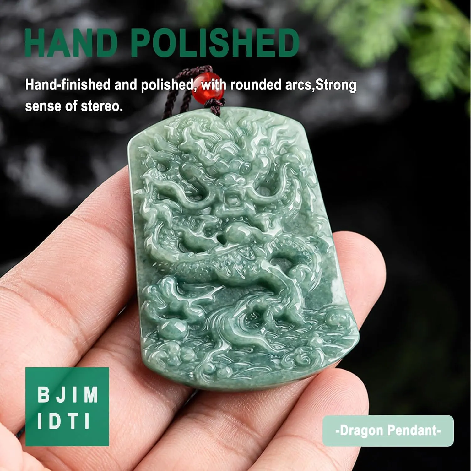Jade Pendant Necklace for Men Women - Genuine Grade A Ice Jadite Healing Stone Necklace with Certificate