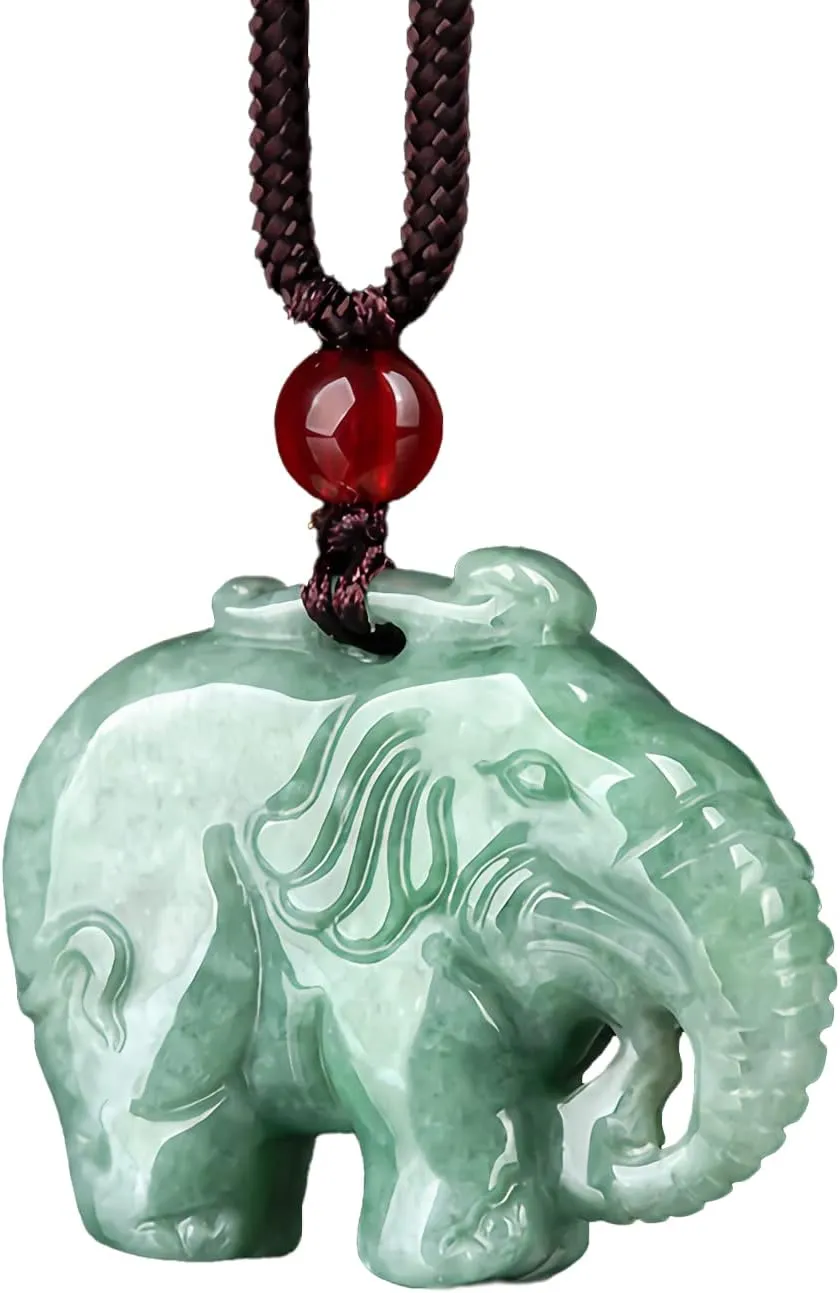 Jade Pendant Necklace for Men Women - Genuine Grade A Ice Jadite Healing Stone Necklace with Certificate