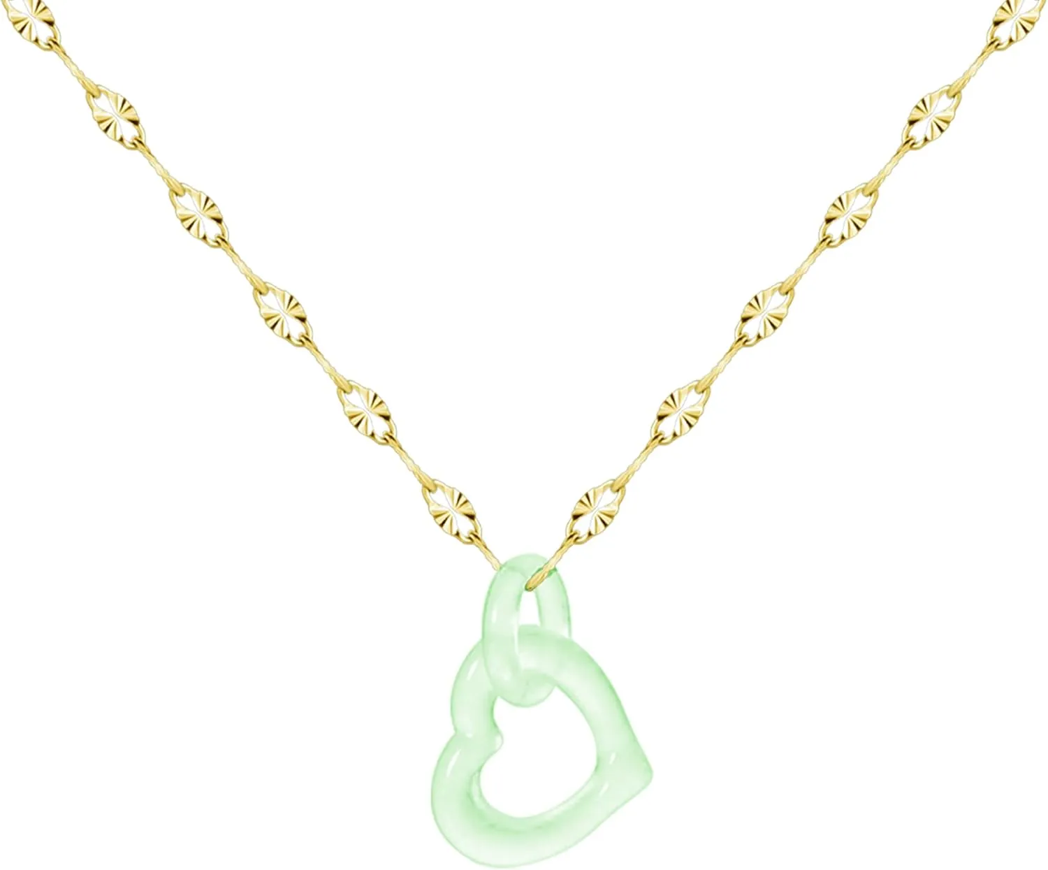 Jade Pendant Necklace Jewelry for Women Heart Pendant Necklace Simple Necklaces for Women Valentine's Day Gifts for Wife, Girlfriend, Mom or Lover