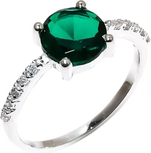 Jete 925 Sterling Silver Channel Set Ring | Emerald Rings for Women | Statement Stacking Band for Gift | 8 mm Round
