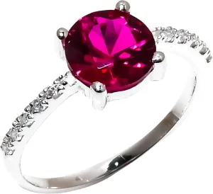 Jete 925 Sterling Silver Channel Set Ring | Ruby Rings for Women | Statement Stacking Band for Gift | 8 mm Round