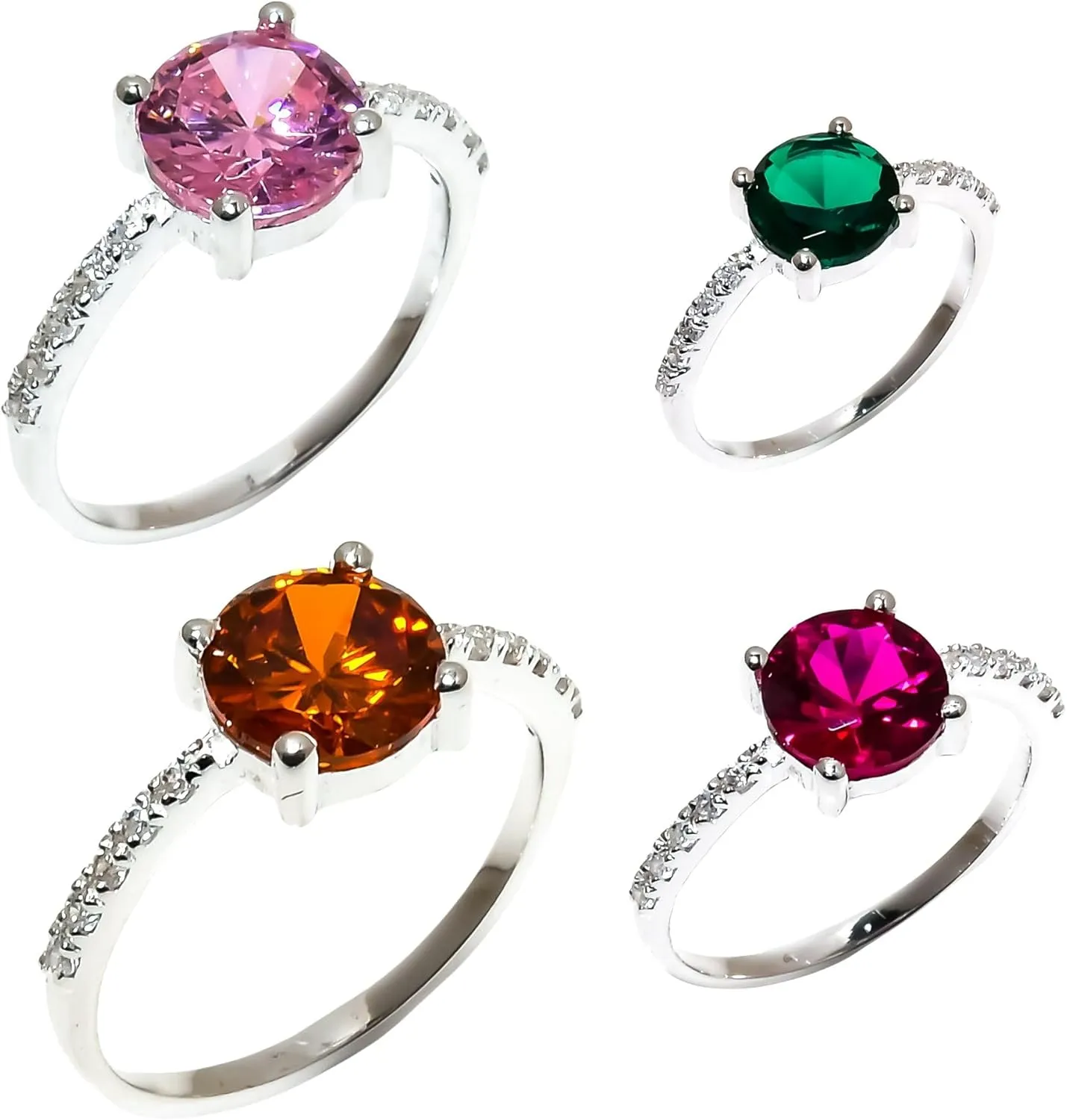 Jete 925 Sterling Silver Channel Set Ring | Ruby Rings for Women | Statement Stacking Band for Gift | 8 mm Round
