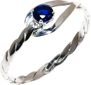 Jete 925 Sterling Silver Signet Ring | Blue Sapphire Topaz Rings for Women | Statement Stacking Band for Gift | 4 mm Round