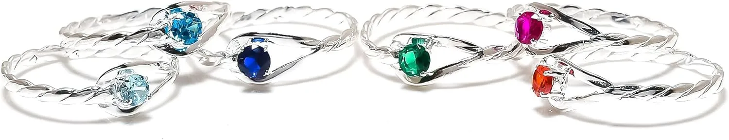 Jete 925 Sterling Silver Signet Ring | Emerald Rings for Women | Statement Stacking Band for Gift | 4 mm Round