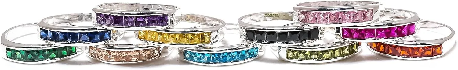 Jete Natural Tsavorite Rings for Women | 925 Sterling Silver Eternity Gemstone Ring | Statement Stacking Band for Gift | 4x4 mm Baguette