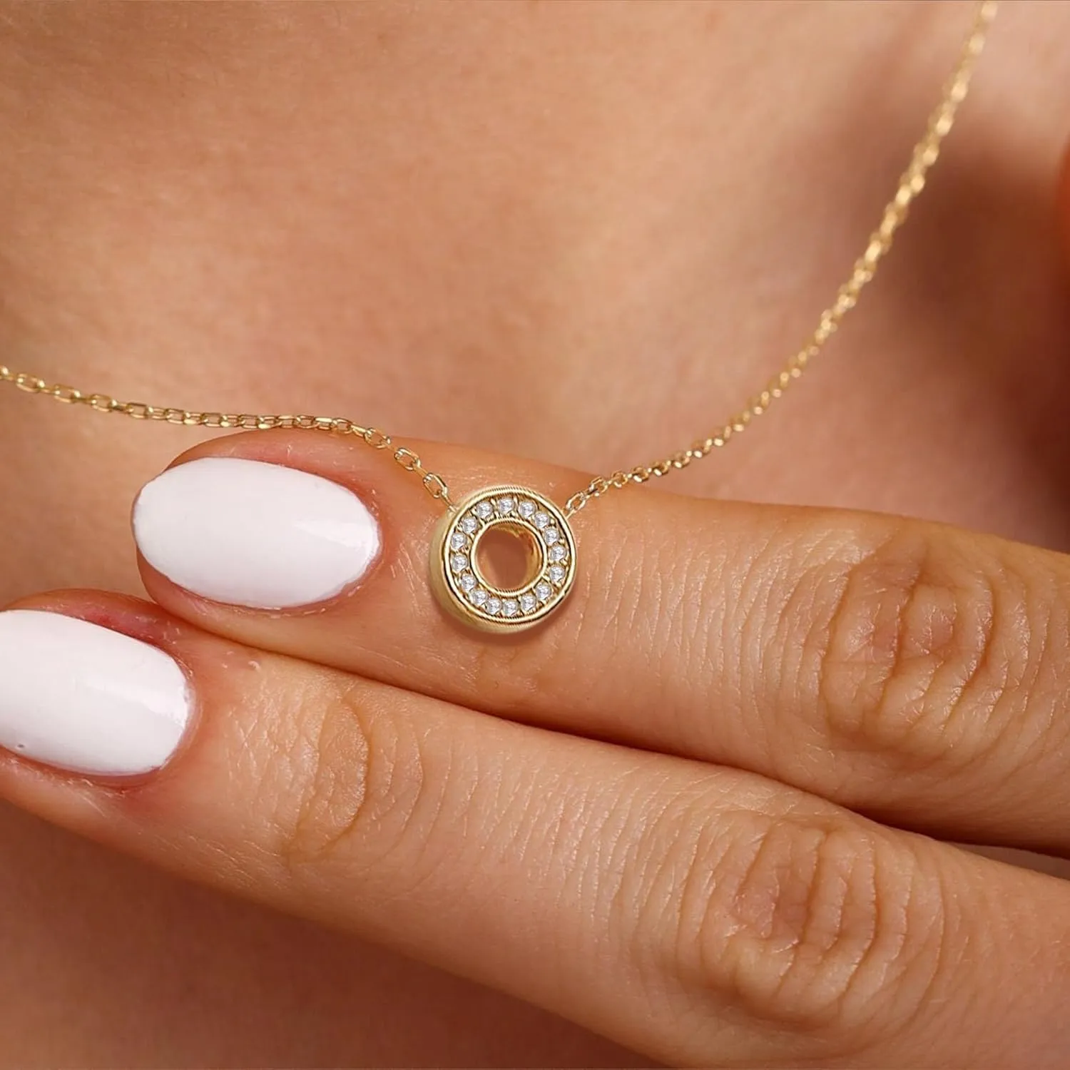 JSJOY Gold Diamond Initial Necklaces for Women, Tiny Initial Necklace Letter A-Z Pendant Choker Cubic Zirconia Necklaces