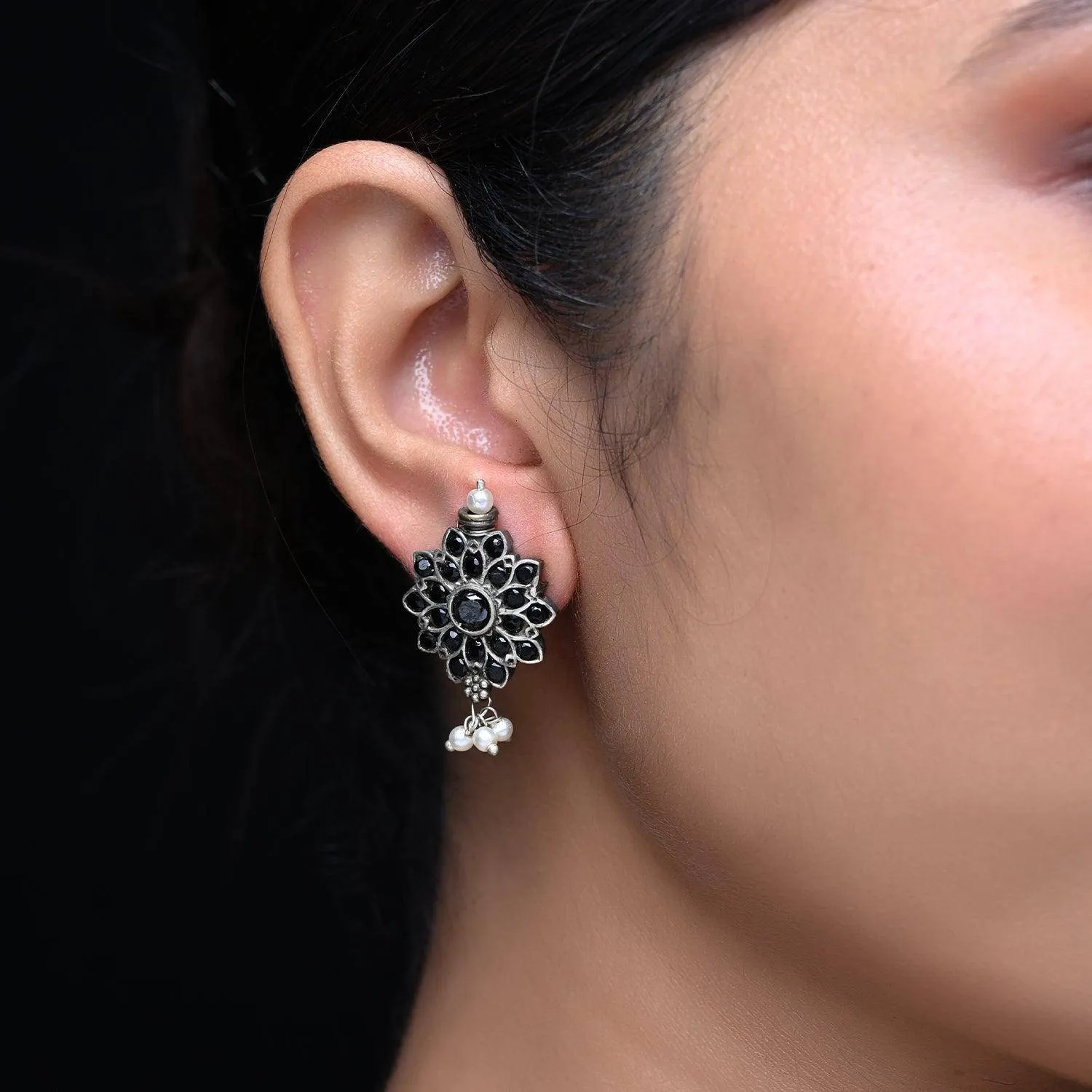 Kahani Long Oxidised Black Pendant Set