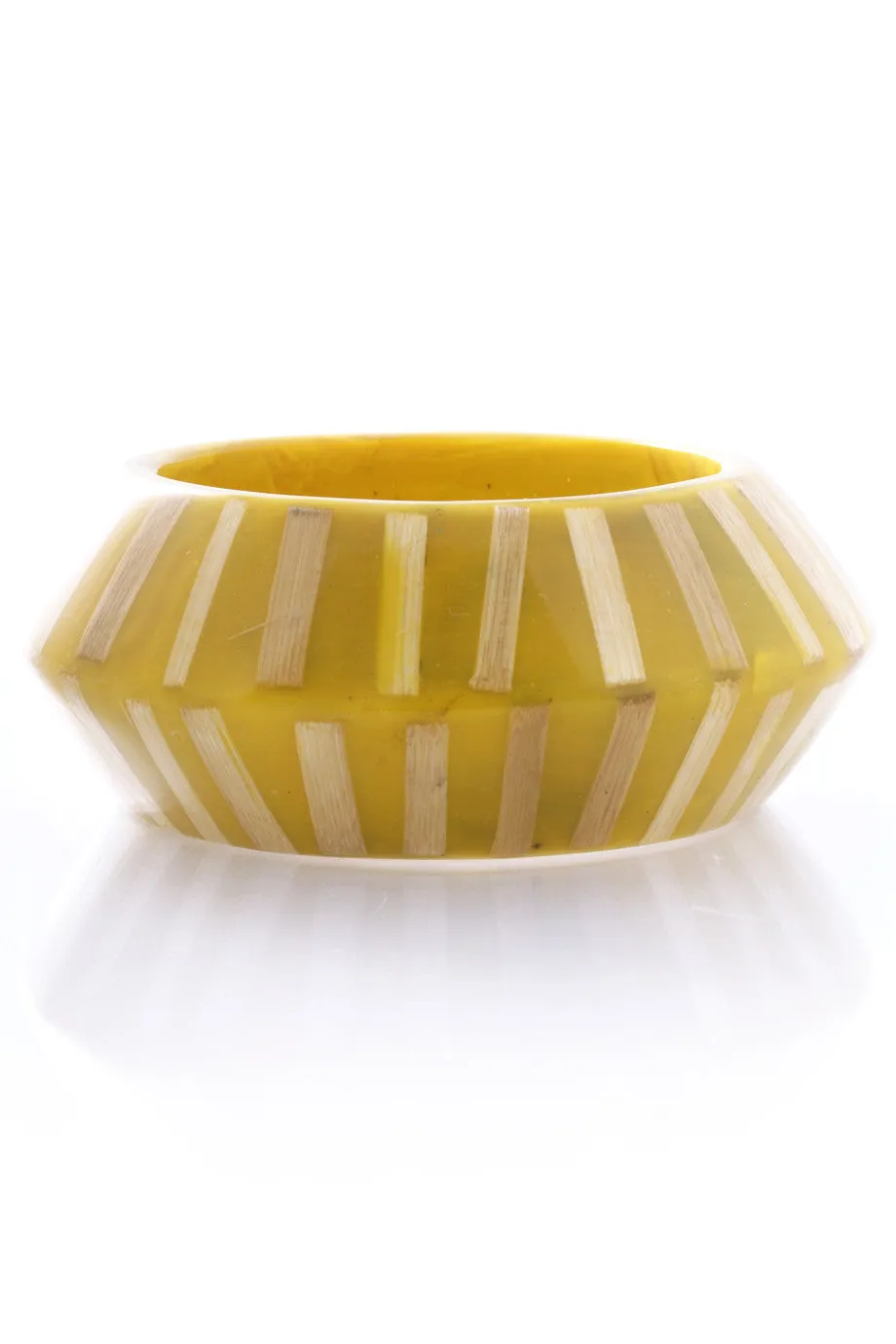 KENNETH JAY LANE Large Yellow Wooden Zebra Bracelet