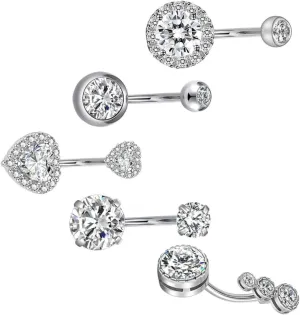 KESYOO 1Set Rhinestone Belly Rings for Women Elegant Navel Jewelry Chic Body Piercing Accessories present for Special Occasions and Fashion Lovers
