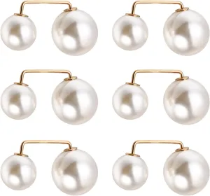 KESYOO 6pcs Faux Pearl Lady Sweater Brooches Anti-emptied Collar Corsage Fashion Boutonniere Pins Button Covers for Women