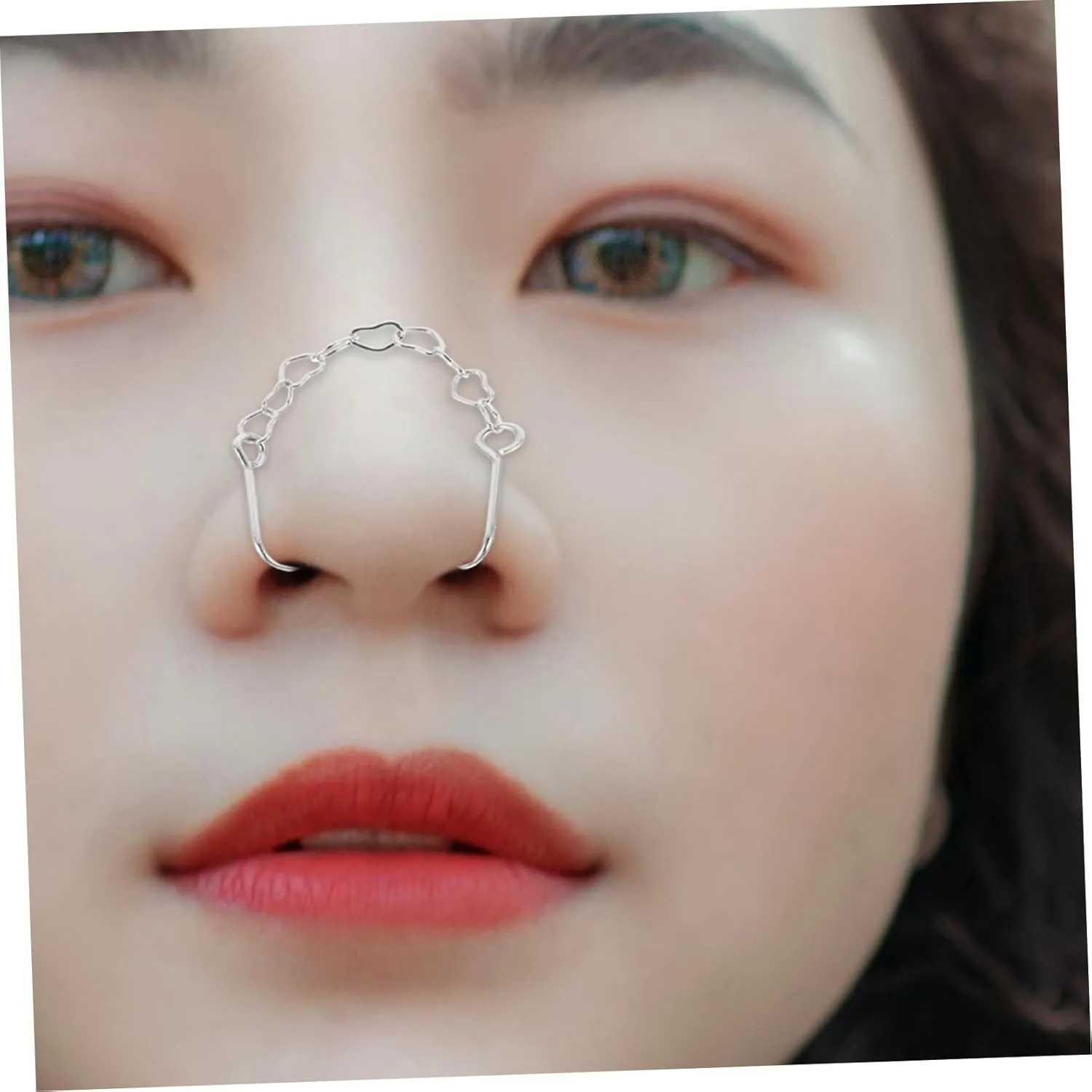 KESYOO Nose Chain Nose Studs Snorno Ring Decorative Nose Rings Nose Safety Rings Heart Shape Nose Rings Nose