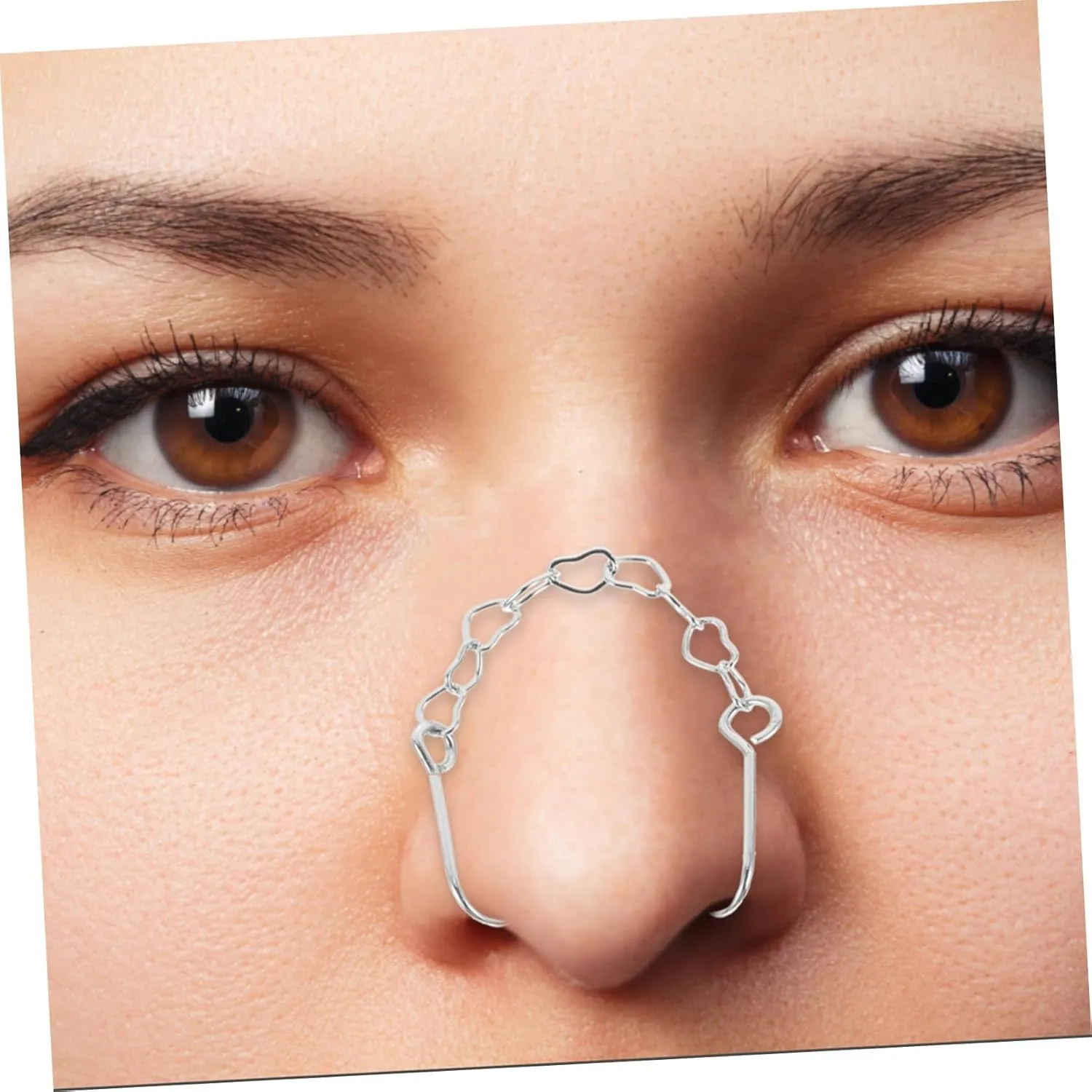 KESYOO Nose Chain Nose Studs Snorno Ring Decorative Nose Rings Nose Safety Rings Heart Shape Nose Rings Nose