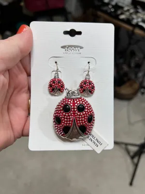 Lady Bug Pendant and Earring Set