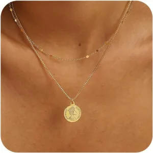 Layered Necklaces for Women,Chunky Gold Choker Necklace Stack Simple 14K Gold PlatedNecklace Set Gold Herringbone Cuban Rope Chain Necklace for Women Trendy Waterproof Gold Jewelry for Women