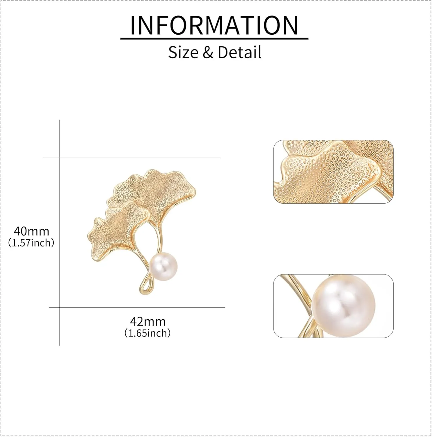 Leaf Brooches for Women Gold-Plated Leaf Pearl Brooch Lapel Pin Rhinestone Animals Brooch Jewelry for Mom Wife