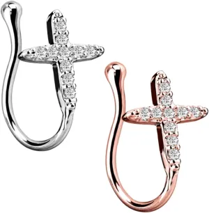 LIFKOME 2Pcs Shaped Fake Nose Rings with Rhinestones Non Piercing Faux Nose Jewelry for Women Options Comfortable Fit Fashionable Accessory