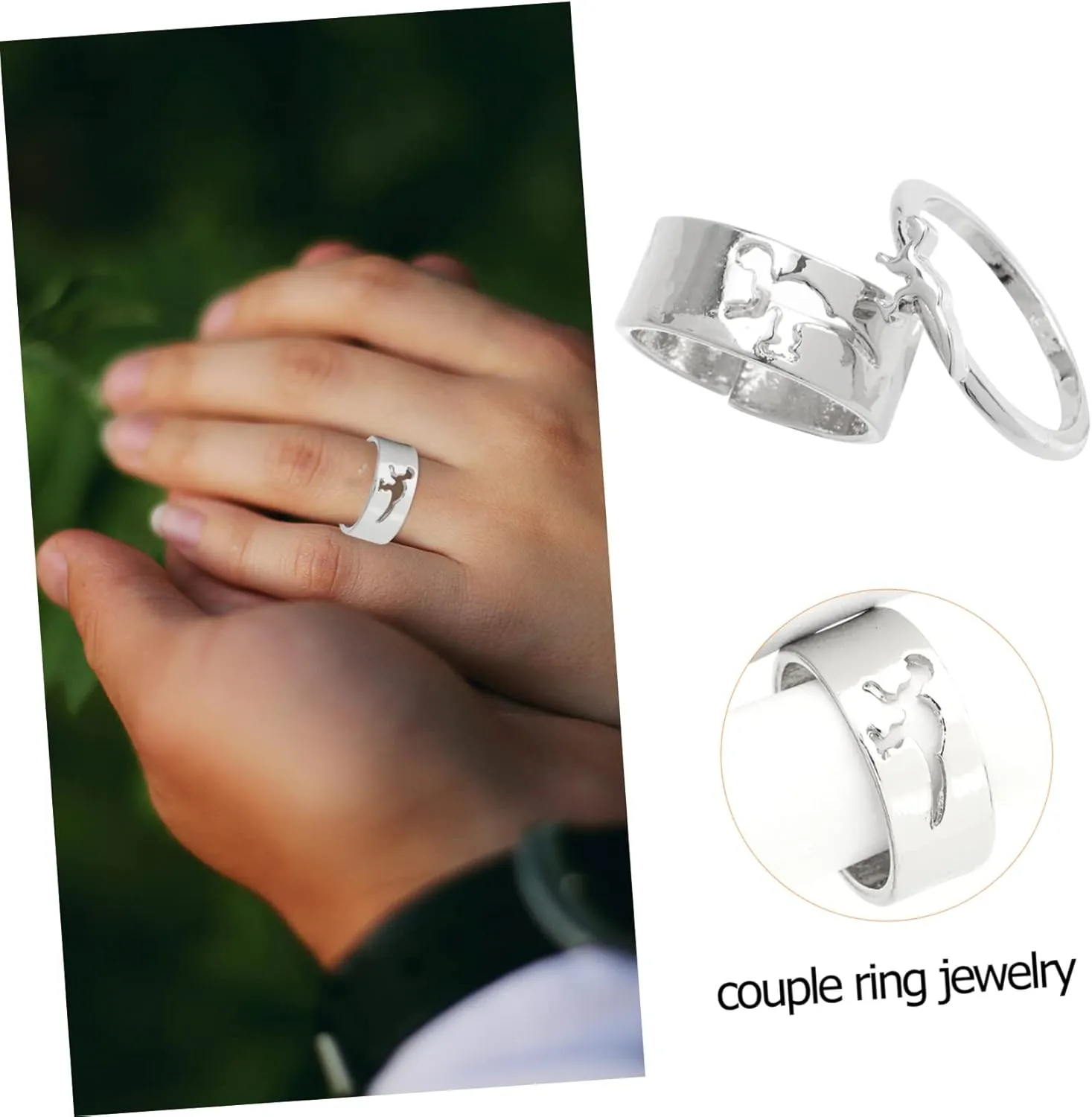 LIFKOME 6 Pcs Couple Dinosaur Ring Rings Promise Ring Link Cute Ring Multiple Stack Open Band Wedding Ring