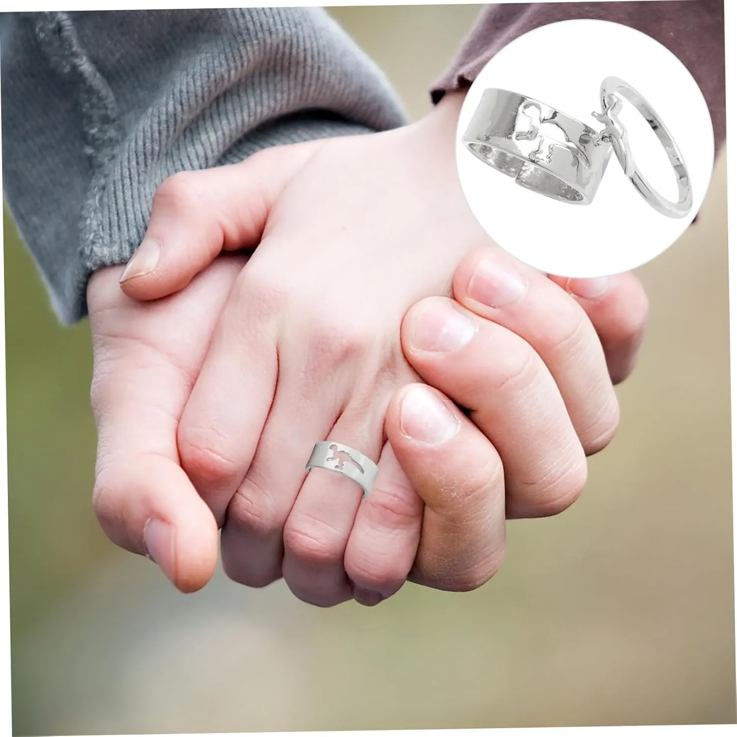LIFKOME 6 Pcs Couple Dinosaur Ring Rings Promise Ring Link Cute Ring Multiple Stack Open Band Wedding Ring