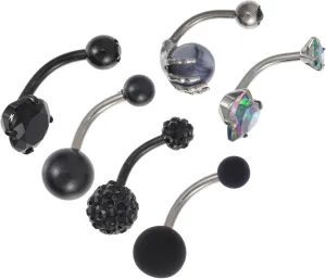 LIFKOME 6Pcs Stainless Steel Navel Rings Unique Comfortable Belly Button Jewelry for Summer Beach Wear Elegant Design with Bright Colors