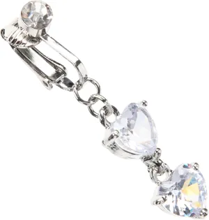 LIFKOME Dangle Zircon Navel Ring for Women Heart Shaped Faux Belly Button Jewelry Body Piercing Accessory Special Occasions Eye Catching Design