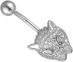 LIFKOME Elegant Navel Piercing Jewelry Animal Shape Belly Button Ring Stainless Steel Sparkling for Women