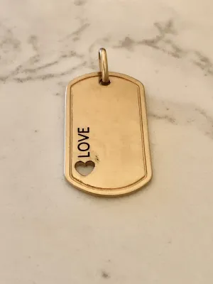 LOVE Dog Tag Charm - Gold