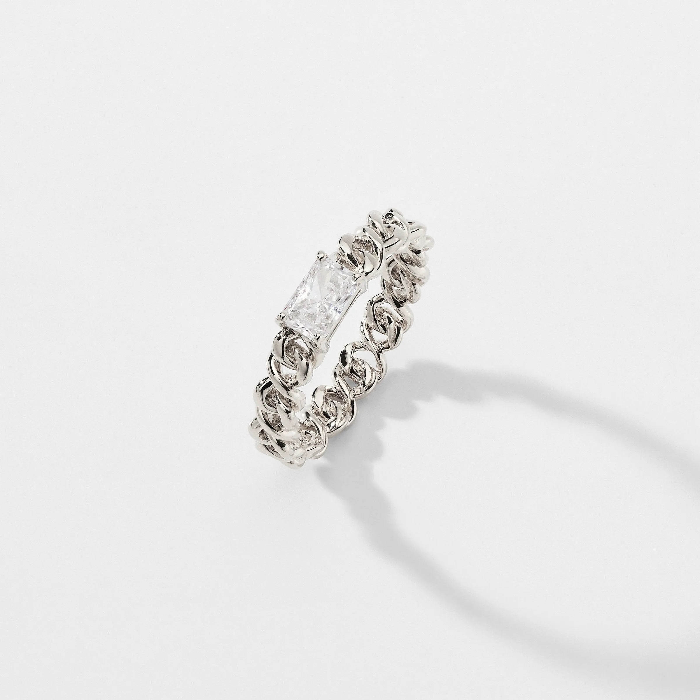 LUX CHAIN EMERALD CUT CZ RING
