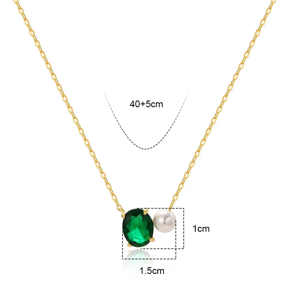 Luxurious Ellipse Round Geometric 18K Gold Plating Diamond Inlay Necklaces