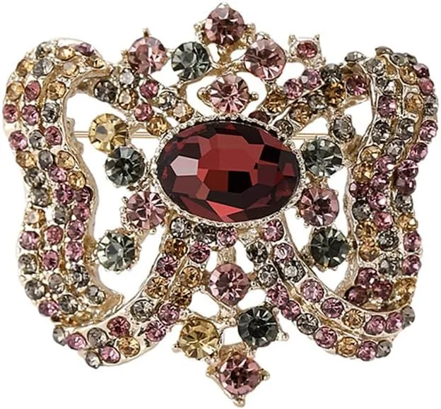 Luxury Butterfly Shaped Rhinestone Brooch Lapel Pins for Women Her Fashion Antique Rectangle Cubic Zirconia Brooches Pin for Dress Accessories Fashion Jewelry Boutonniere Corsage Wedding Valentine's Day Gift