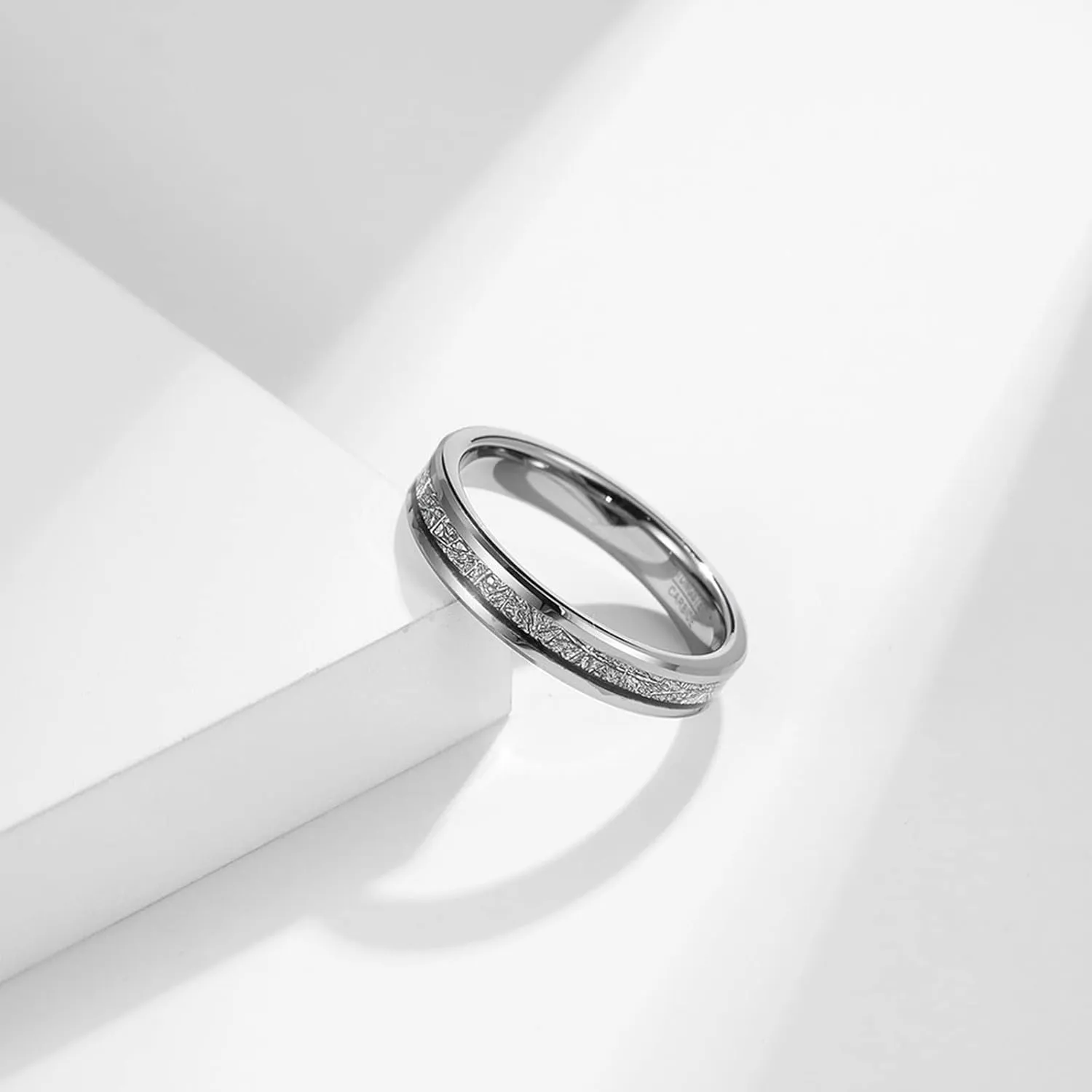 Matching Couple Rings, Tungsten Rings for Men 4mm Silver Ring Inlay Metal Valentine's Day Couple Rings