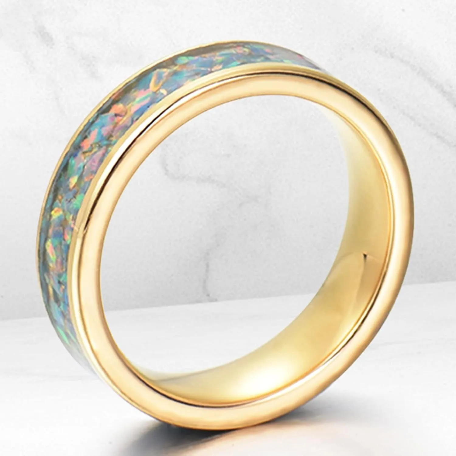 Matching Rings for Couples, Mens Rings Tungsten Gold 8mm Ring Inlay Silver Metal Men's and Women's Fashion Rings