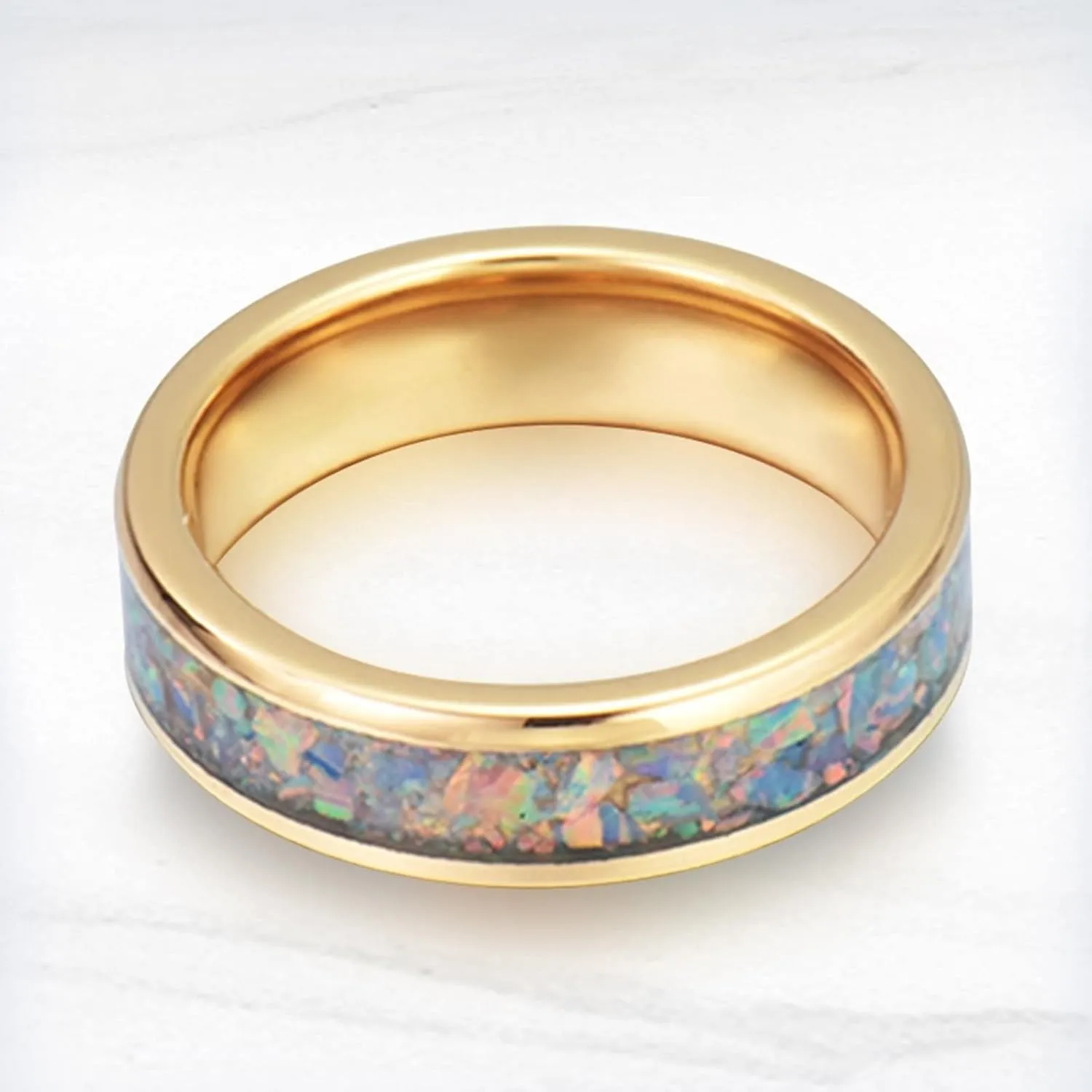 Matching Rings for Couples, Mens Rings Tungsten Gold 8mm Ring Inlay Silver Metal Men's and Women's Fashion Rings