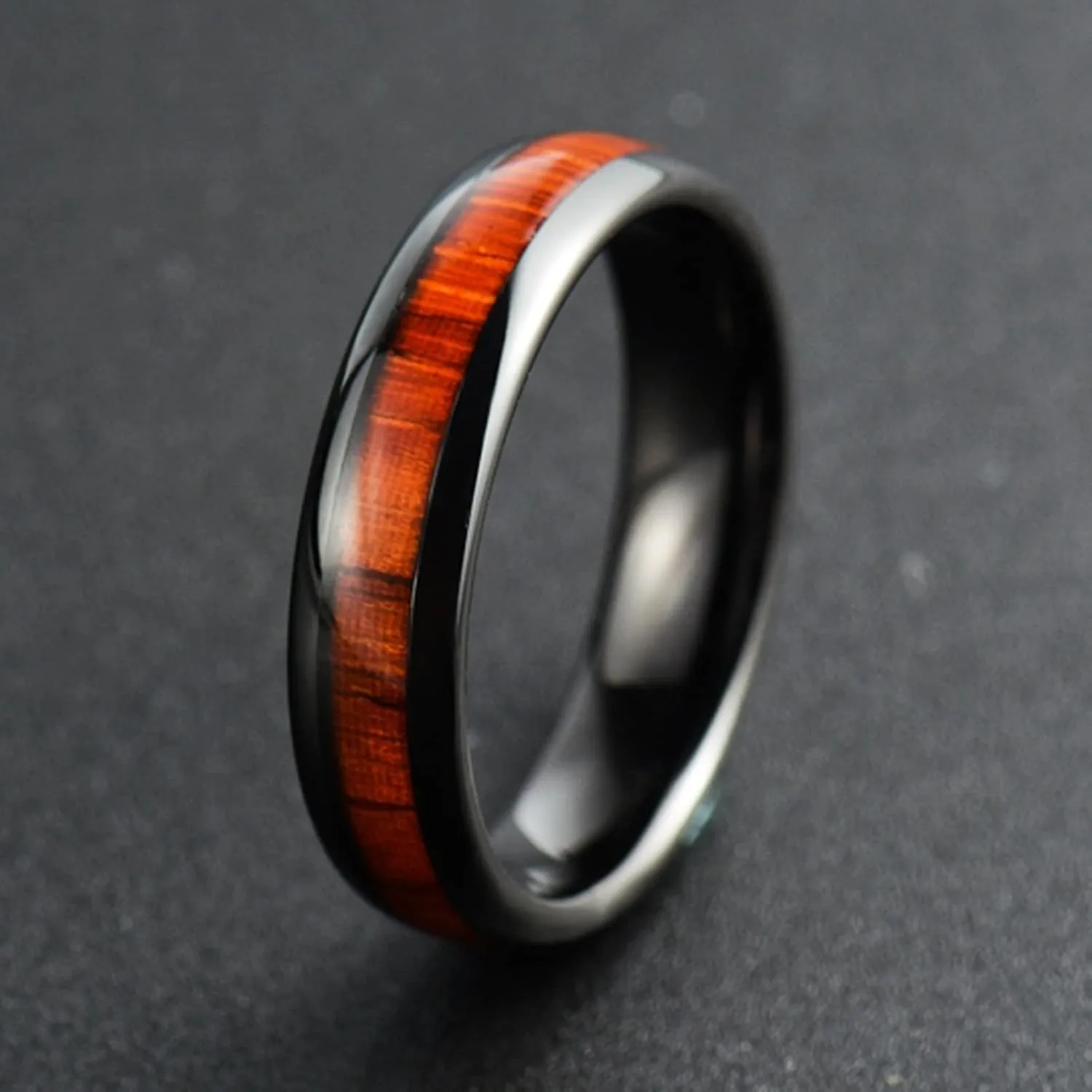 Matching Rings for Couples, Tungsten Rings for Men Black 6mm Ring Inlay Wood Engagement Couple Rings