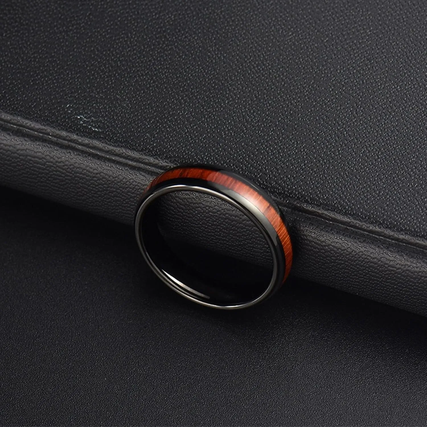 Matching Rings for Couples, Tungsten Rings for Men Black 6mm Ring Inlay Wood Engagement Couple Rings