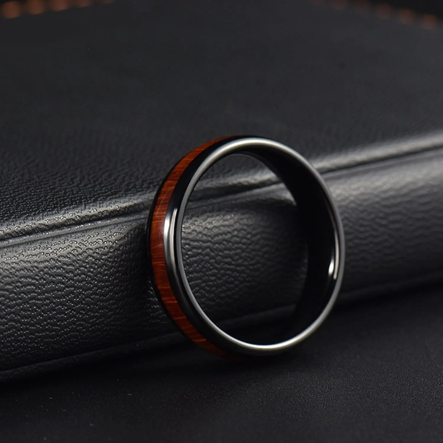 Matching Rings for Couples, Tungsten Rings for Men Black 6mm Ring Inlay Wood Engagement Couple Rings