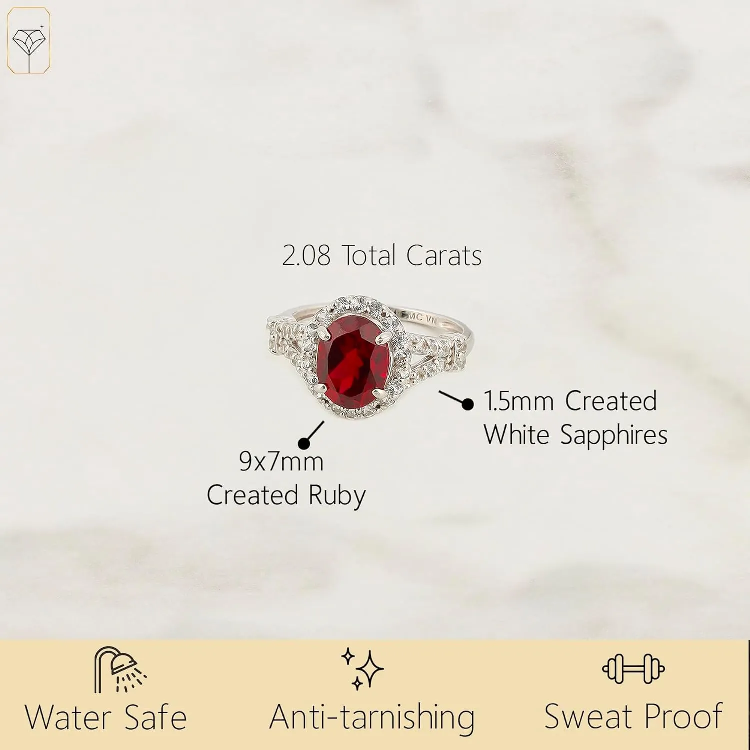 MAX   STONE Solid 10K Gold Oval Cut Gemstone Rings for Women | Anti Tarnishing Halo Birthstone Rings | Real 10kt Gold Statement Cocktail Ring in Sizes 6 to 8 with Gift Box