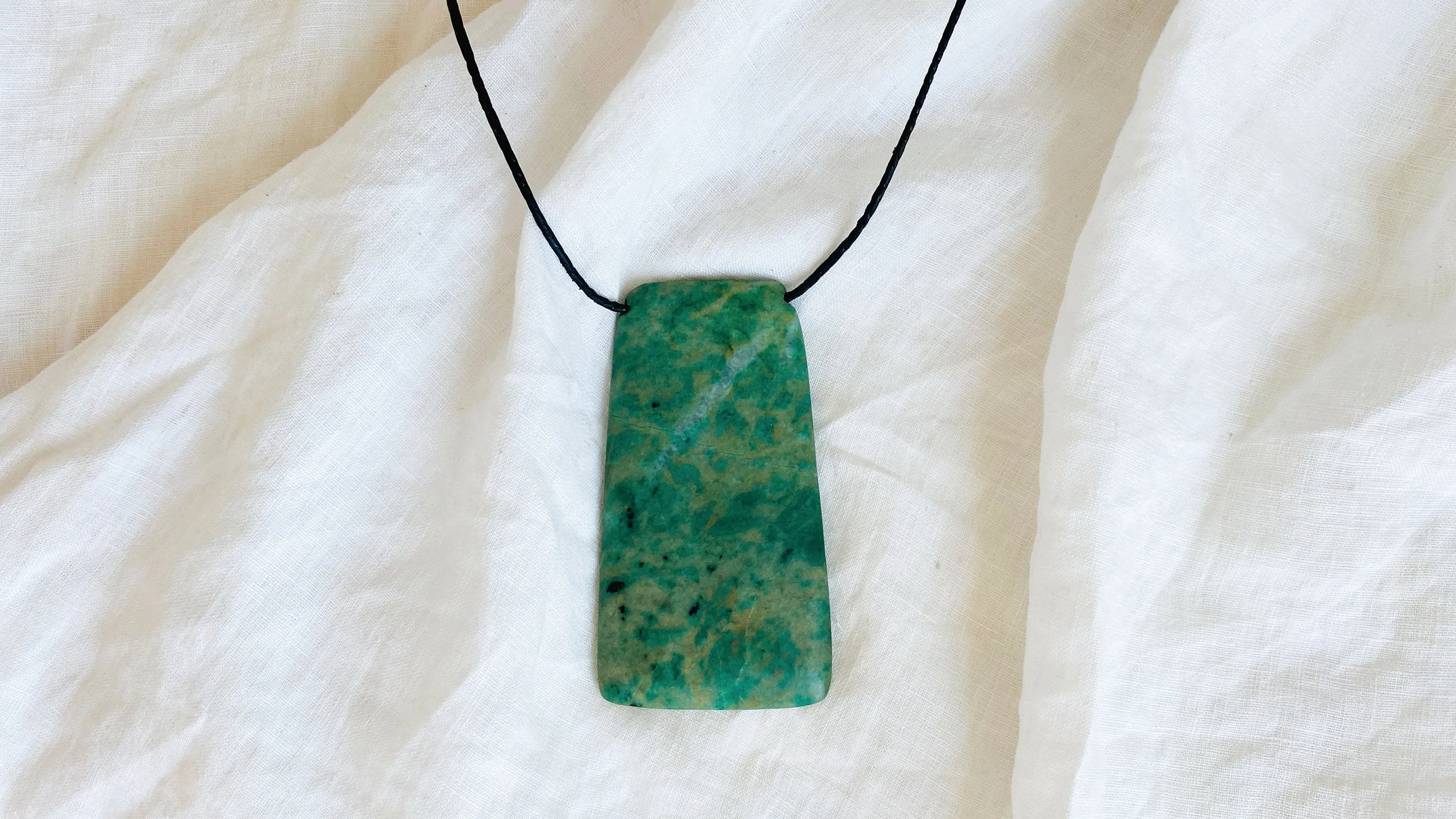 Mayan Green Jade & Amber Pendant. Hand-Carved. Guatemala.