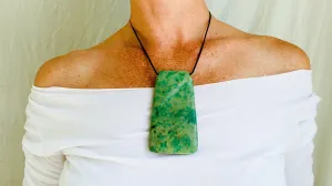 Mayan Green Jade & Amber Pendant. Hand-Carved. Guatemala.