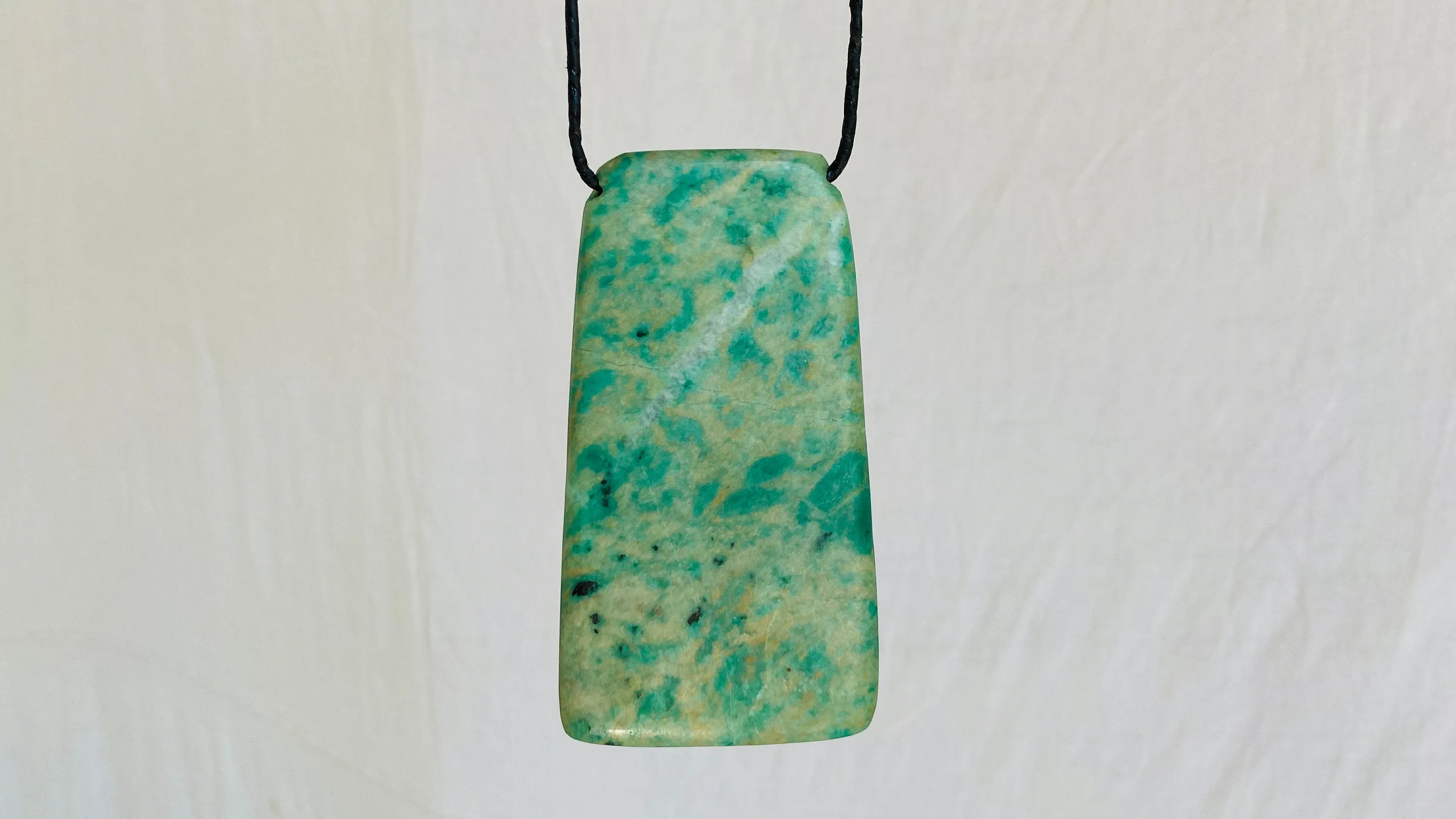 Mayan Green Jade & Amber Pendant. Hand-Carved. Guatemala.