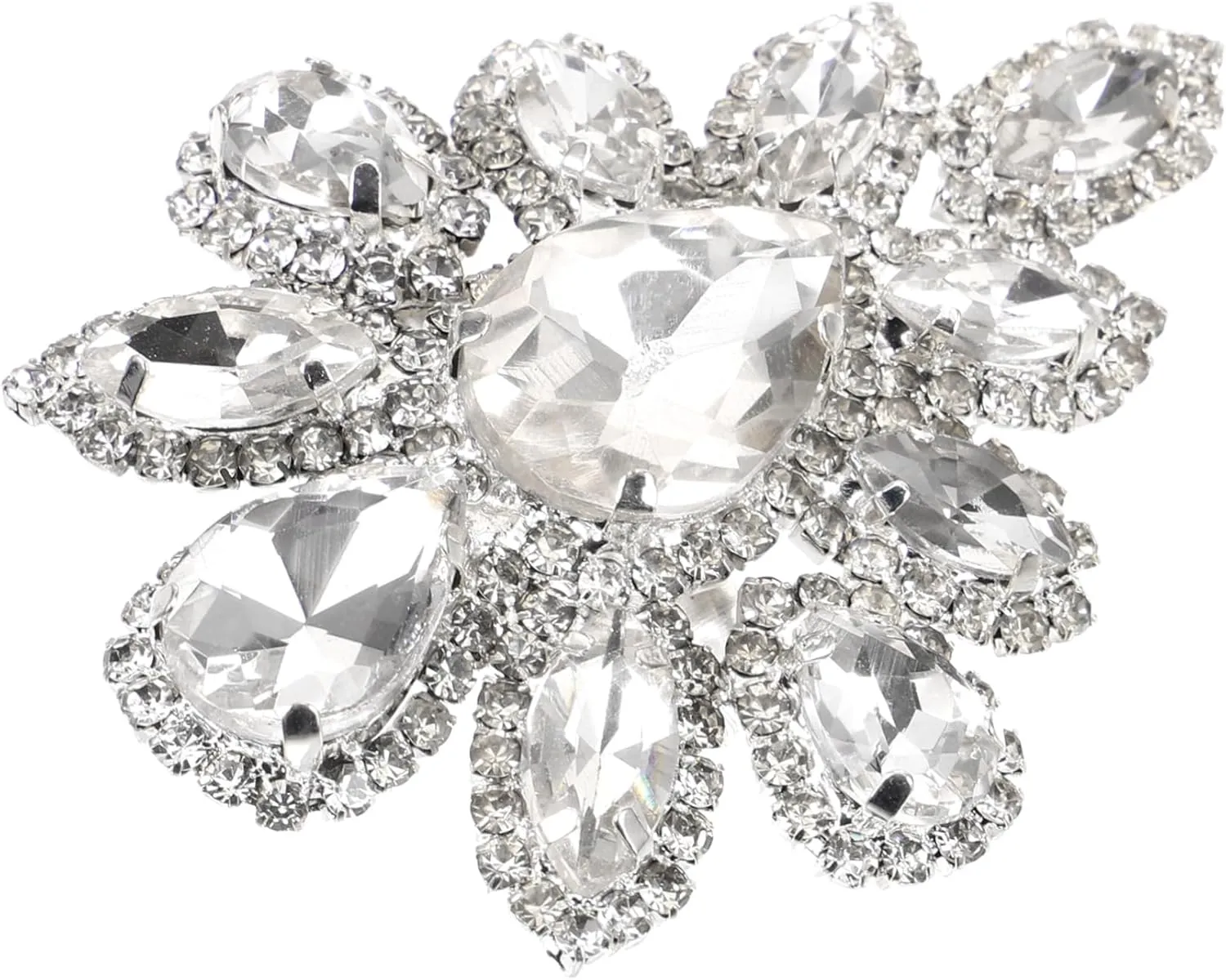 Metal Crystal Rhinestone Brooch Large Flower Brooch for Women Wedding Corsage Pin