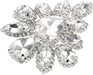 Metal Crystal Rhinestone Brooch Large Flower Brooch for Women Wedding Corsage Pin